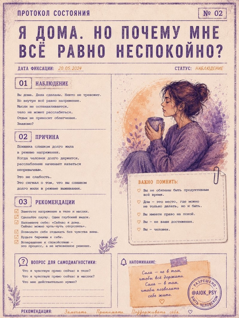 ПРОТОКОЛ СОСТОЯНИЯ

Я дома. Но почему мне всё равно...